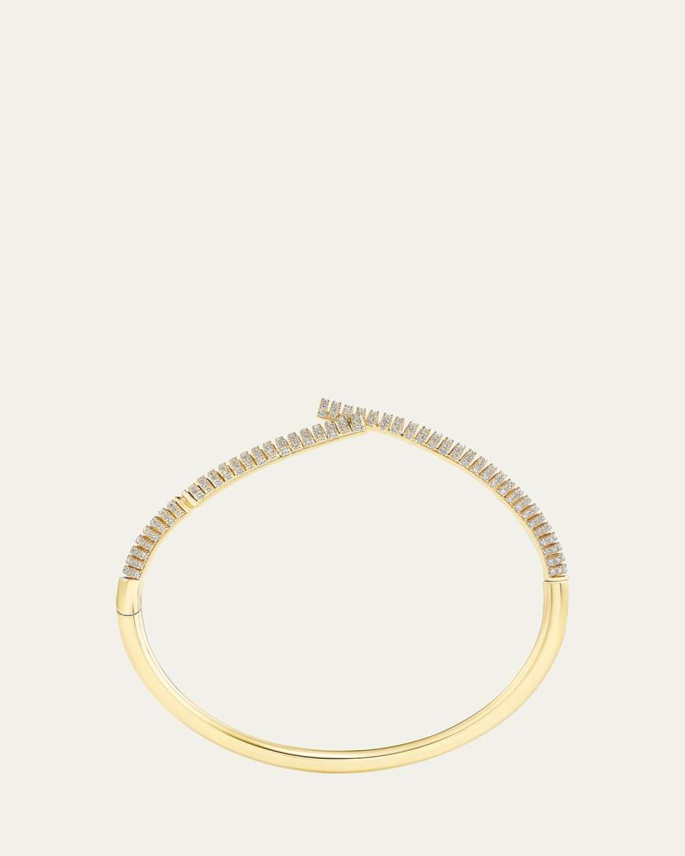 18K Yellow Gold Oera Half-Ribbed Diamond Bangle Bracelet